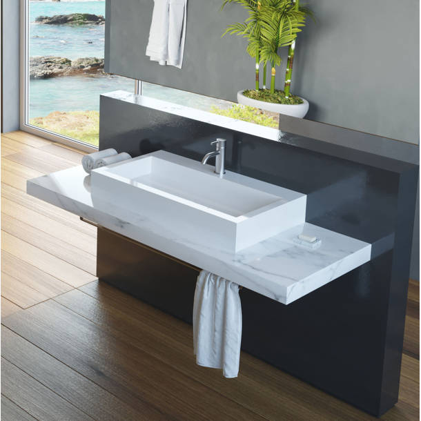 Badeloft Polymarble 19.6'' Rectangular Wall Mount Bathroom Sink